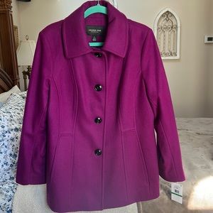 Magenta London Fog Pea Coat (L)